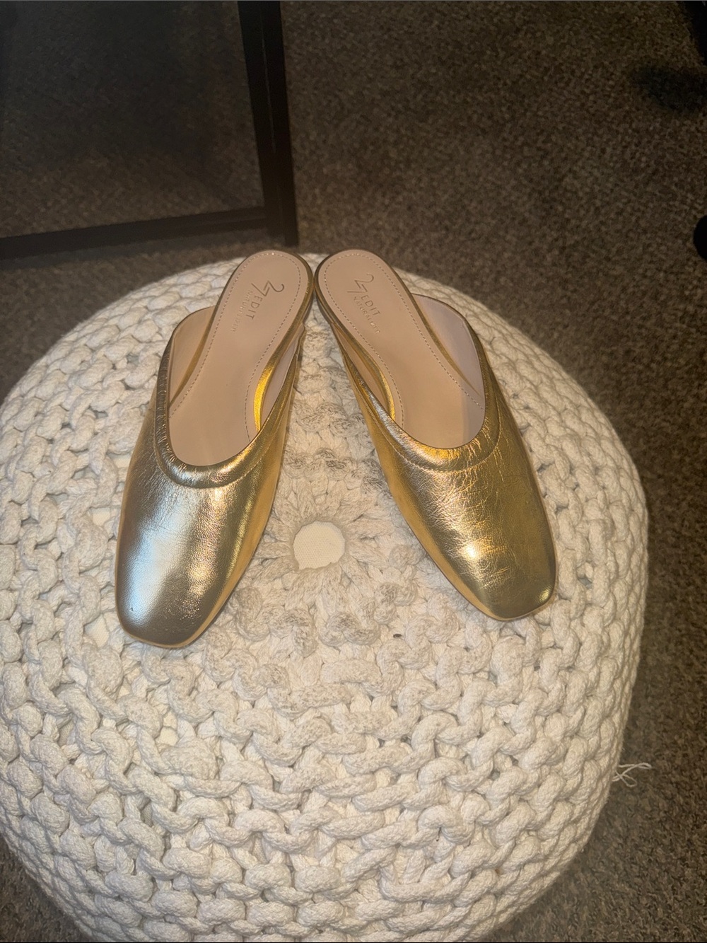 Naturalizer Metallic Gold Leather Slip-On Mules. NWOB